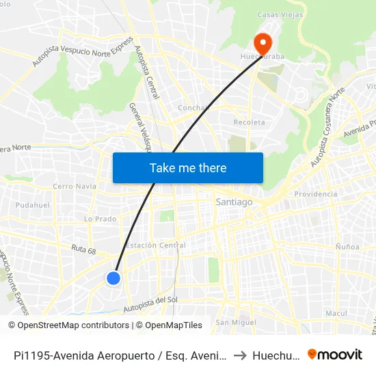 Pi1195-Avenida Aeropuerto / Esq. Avenida 5 De Abril to Huechuraba map