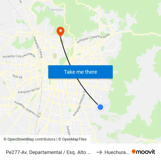 Pe277-Av. Departamental / Esq. Alto Macul to Huechuraba map
