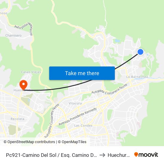 Pc921-Camino Del Sol / Esq. Camino Del Chin to Huechuraba map