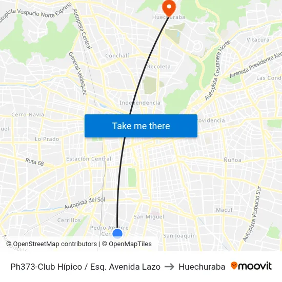 Ph373-Club Hípico / Esq. Avenida Lazo to Huechuraba map