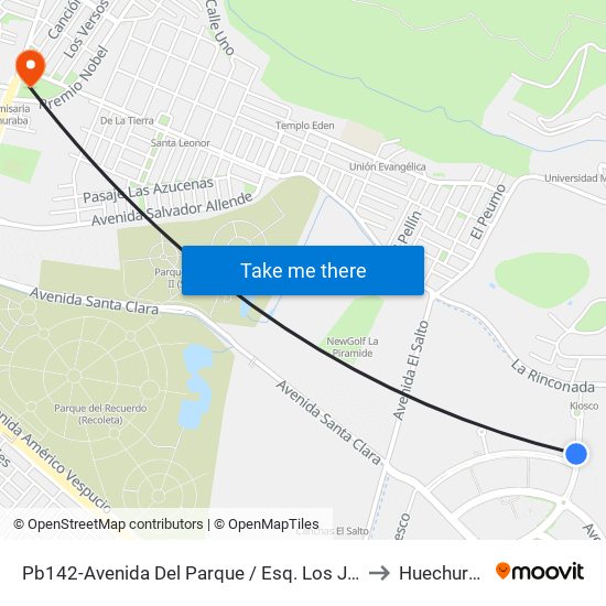 Pb142-Avenida Del Parque / Esq. Los Jardines to Huechuraba map