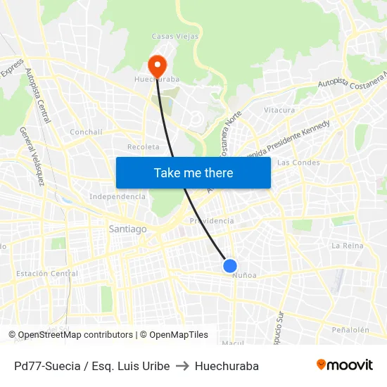 Pd77-Suecia / Esq. Luis Uribe to Huechuraba map