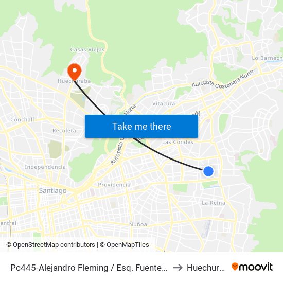 Pc445-Alejandro Fleming / Esq. Fuenteovejuna to Huechuraba map