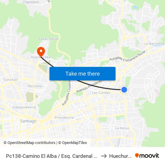 Pc138-Camino El Alba / Esq. Cardenal Newman to Huechuraba map