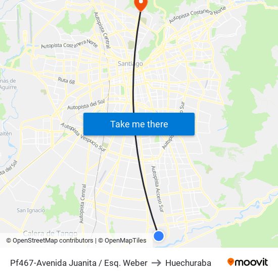 Pf467-Avenida Juanita / Esq. Weber to Huechuraba map