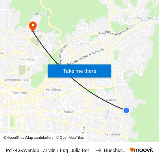 Pd743-Avenida Larrain / Esq. Julia Bernstein to Huechuraba map