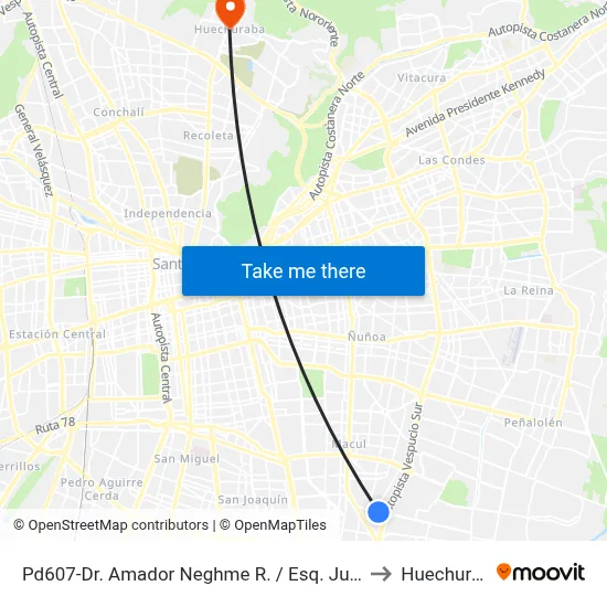 Pd607-Dr. Amador Neghme R. / Esq. Juan Jofré to Huechuraba map