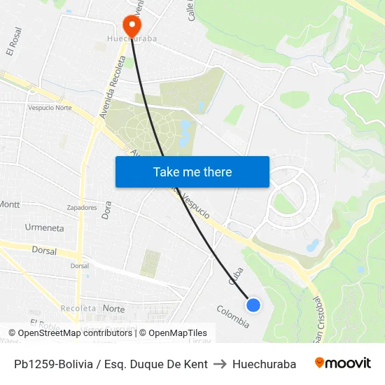 Pb1259-Bolivia / Esq. Duque De Kent to Huechuraba map