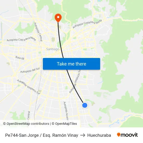 Pe744-San Jorge / Esq. Ramón Vinay to Huechuraba map