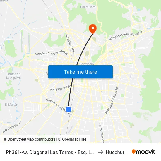 Ph361-Av. Diagonal Las Torres / Esq. Lebreles to Huechuraba map