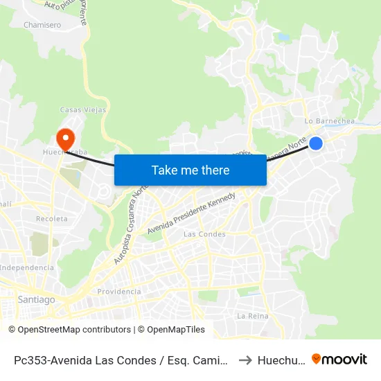 Pc353-Avenida Las Condes / Esq. Camino San Antonio to Huechuraba map