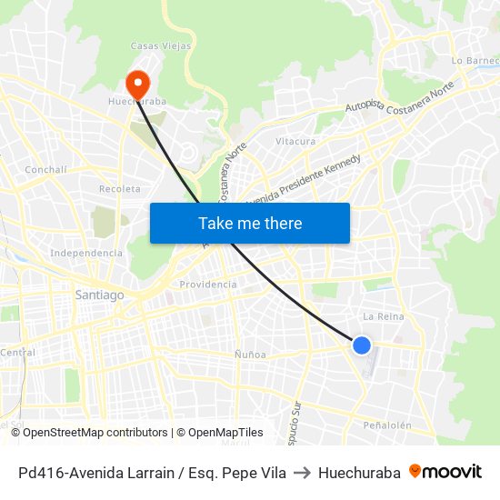 Pd416-Avenida Larrain / Esq. Pepe Vila to Huechuraba map