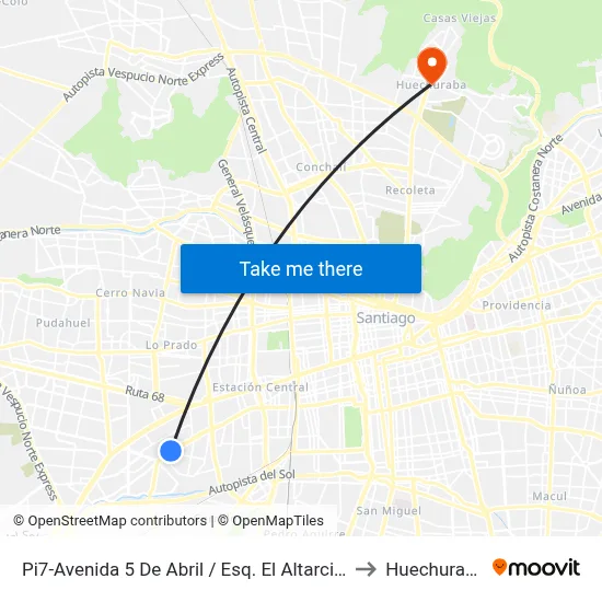Pi7-Avenida 5 De Abril / Esq. El Altarcillo to Huechuraba map