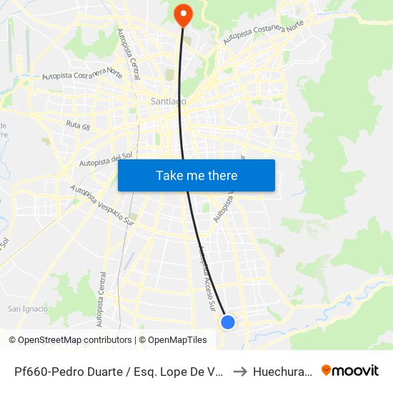 Pf660-Pedro Duarte / Esq. Lope De Vega to Huechuraba map