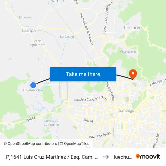Pj1641-Luis Cruz Martínez / Esq. Cam. El Cambucho to Huechuraba map