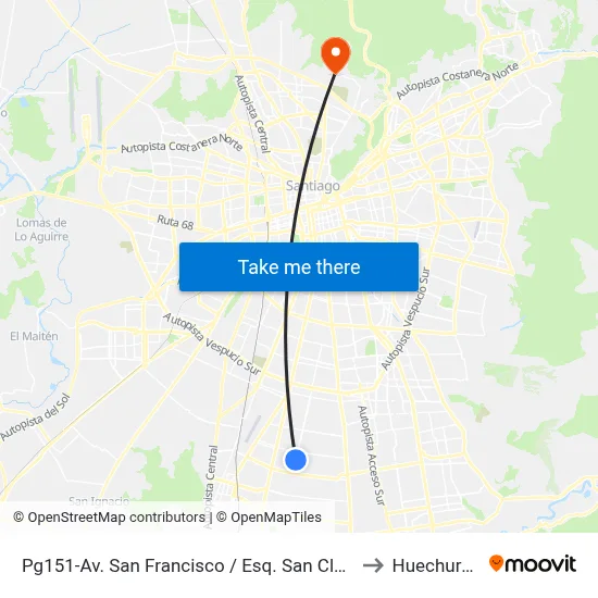 Pg151-Av. San Francisco / Esq. San Clemente to Huechuraba map