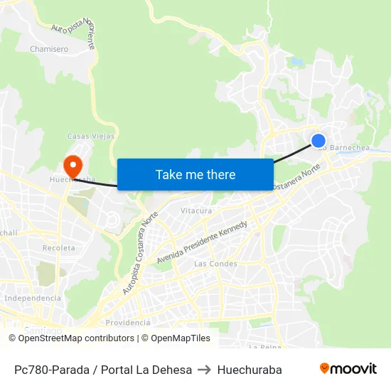 Pc780-Parada / Portal La Dehesa to Huechuraba map