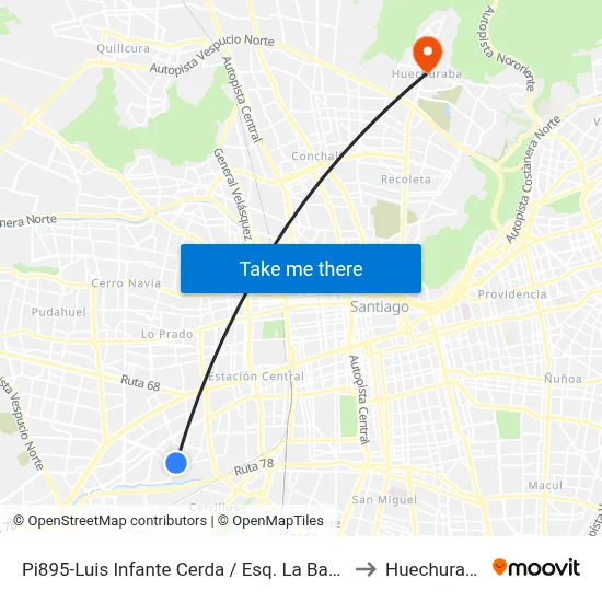 Pi895-Luis Infante Cerda / Esq. La Bahía to Huechuraba map
