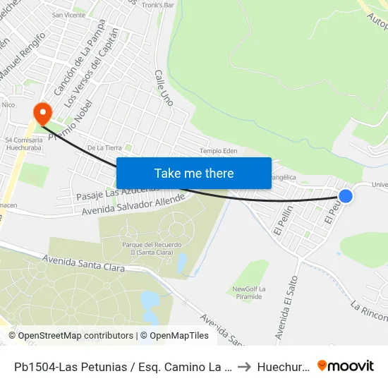 Pb1504-Las Petunias / Esq. Camino La Pirámide to Huechuraba map