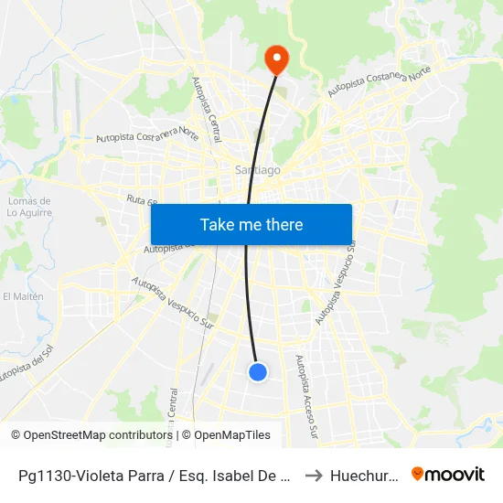 Pg1130-Violeta Parra / Esq. Isabel De Hungría to Huechuraba map