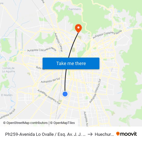 Ph259-Avenida Lo Ovalle / Esq. Av. J. J. Prieto Vial to Huechuraba map