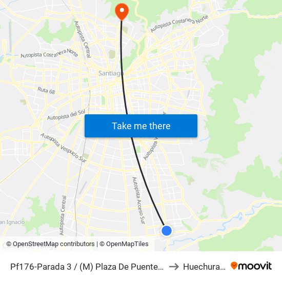 Pf176-Parada 3 / (M) Plaza De Puente Alto to Huechuraba map