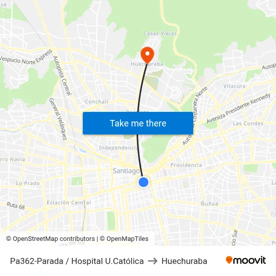 Pa362-Parada / Hospital U.Católica to Huechuraba map