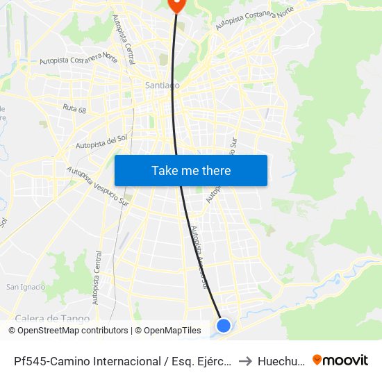 Pf545-Camino Internacional / Esq. Ejército Libertador to Huechuraba map