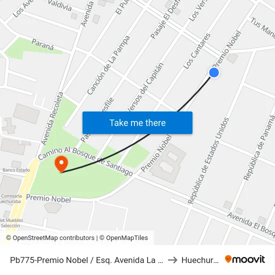 Pb775-Premio Nobel / Esq. Avenida La Pincoya to Huechuraba map