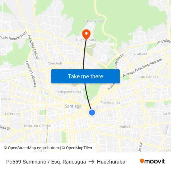 Pc559-Seminario / Esq. Rancagua to Huechuraba map