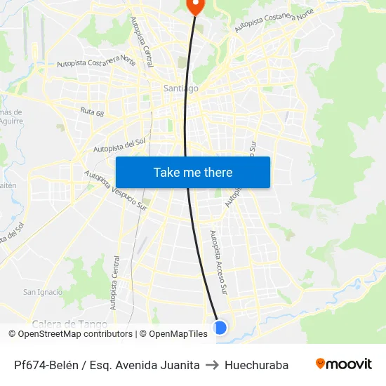 Pf674-Belén / Esq. Avenida Juanita to Huechuraba map