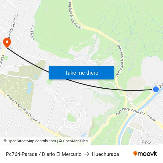 Pc764-Parada / Diario El Mercurio to Huechuraba map