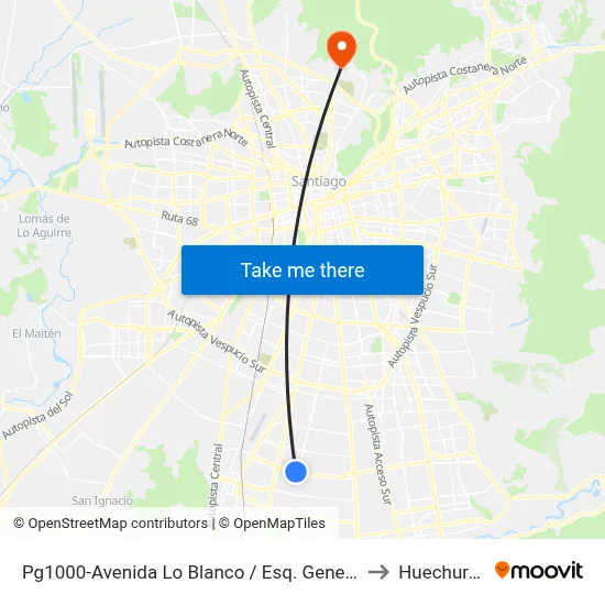 Pg1000-Avenida Lo Blanco / Esq. General Silva to Huechuraba map