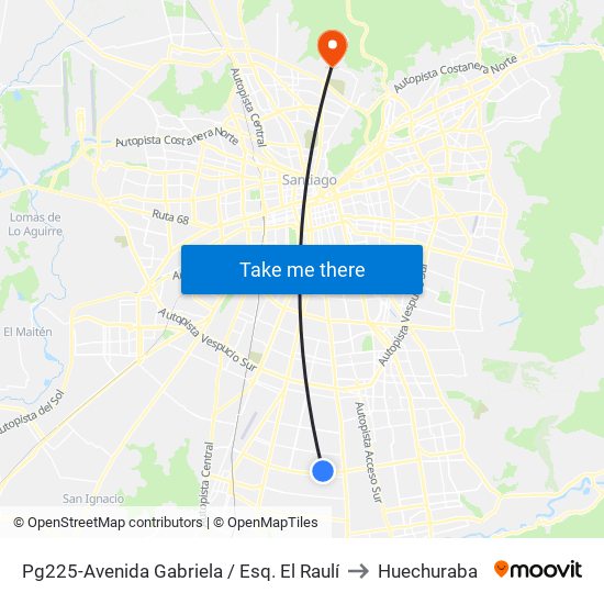 Pg225-Avenida Gabriela / Esq. El Raulí to Huechuraba map