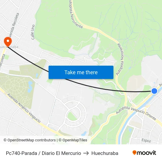 Pc740-Parada / Diario El Mercurio to Huechuraba map