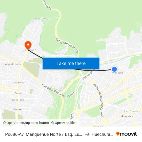 Pc686-Av. Manquehue Norte / Esq. Espoz to Huechuraba map