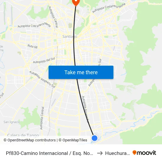 Pf830-Camino Internacional / Esq. Nocedal to Huechuraba map
