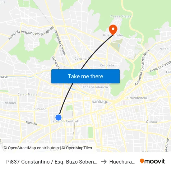 Pi837-Constantino / Esq. Buzo Sobenes to Huechuraba map