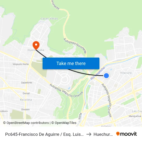 Pc645-Francisco De Aguirre / Esq. Luis Carrera to Huechuraba map