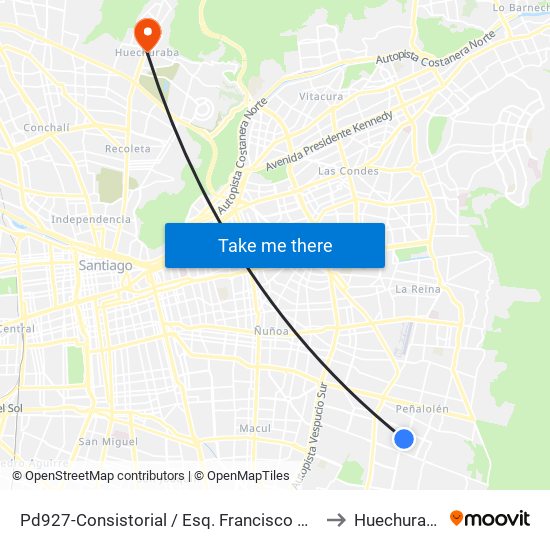 Pd927-Consistorial / Esq. Francisco Otta to Huechuraba map