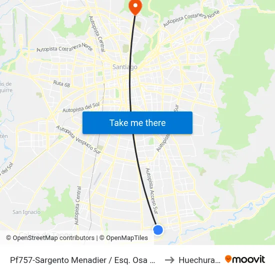 Pf757-Sargento Menadier / Esq. Osa Mayor to Huechuraba map