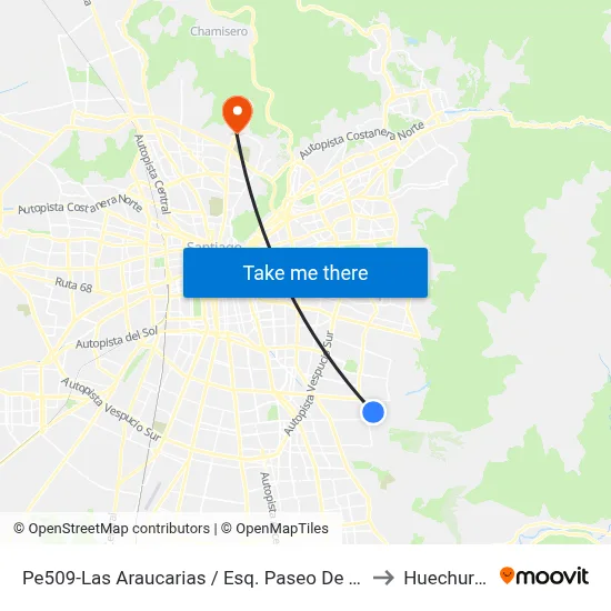 Pe509-Las Araucarias / Esq. Paseo De La Plaza to Huechuraba map