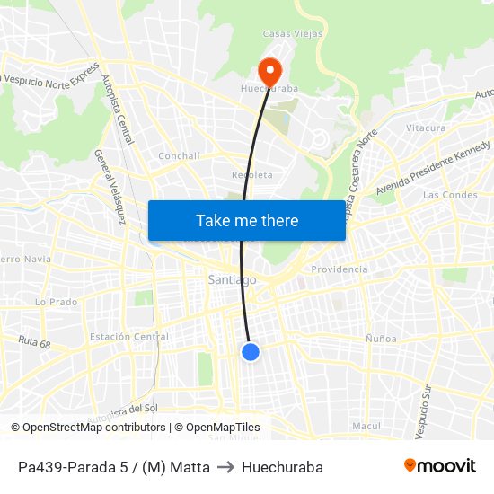 Pa439-Parada 5 / (M) Matta to Huechuraba map