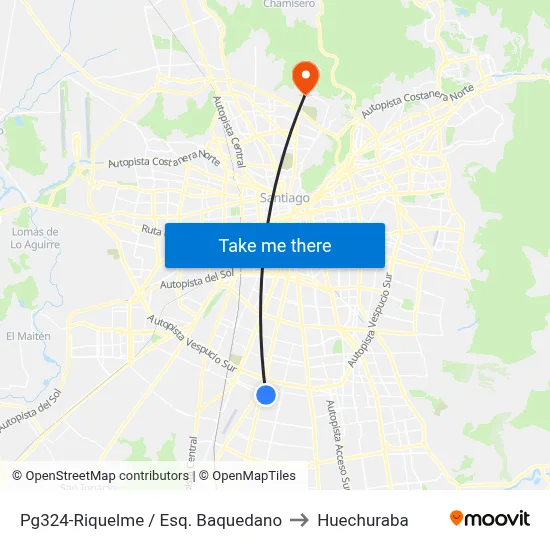 Pg324-Riquelme / Esq. Baquedano to Huechuraba map