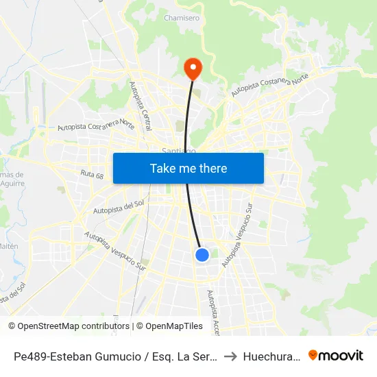 Pe489-Esteban Gumucio / Esq. La Serena to Huechuraba map