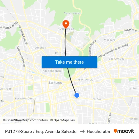 Pd1273-Sucre / Esq. Avenida Salvador to Huechuraba map
