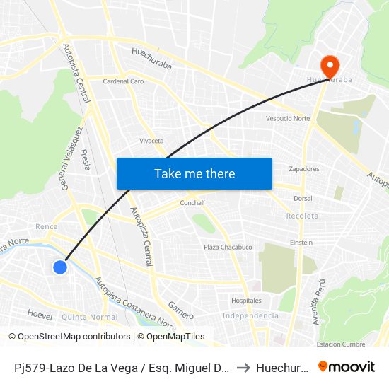 Pj579-Lazo De La Vega / Esq. Miguel De Atero to Huechuraba map