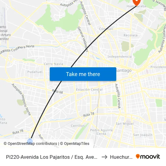 Pi220-Avenida Los Pajaritos / Esq. Avenida Chile to Huechuraba map
