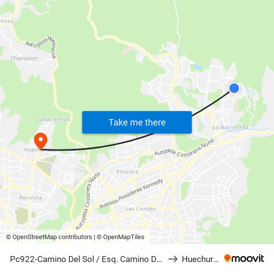 Pc922-Camino Del Sol / Esq. Camino Del Yunque to Huechuraba map