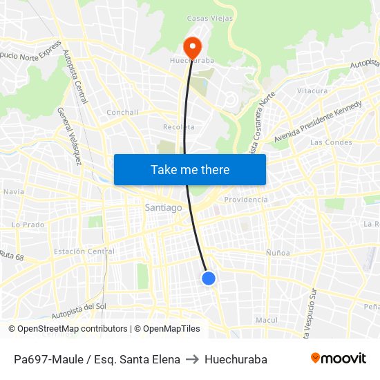 Pa697-Maule / Esq. Santa Elena to Huechuraba map